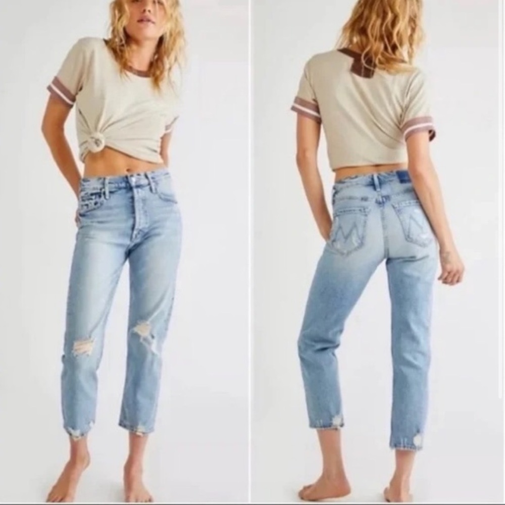 MOTHER The Superior Tomcat Confession High Rise Straight Distressed Jeans